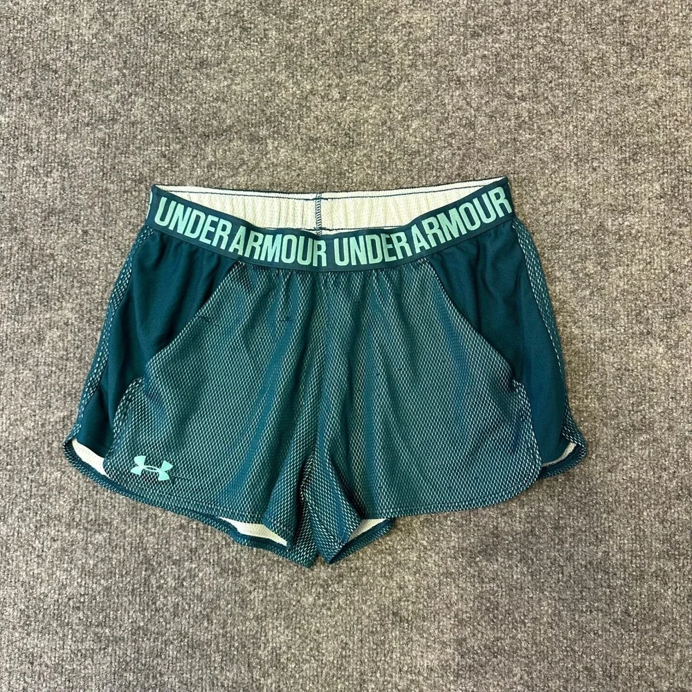 Under Armour Shorts Womens Size SM Teal Mesh HeatGear Athletic Running Gym
